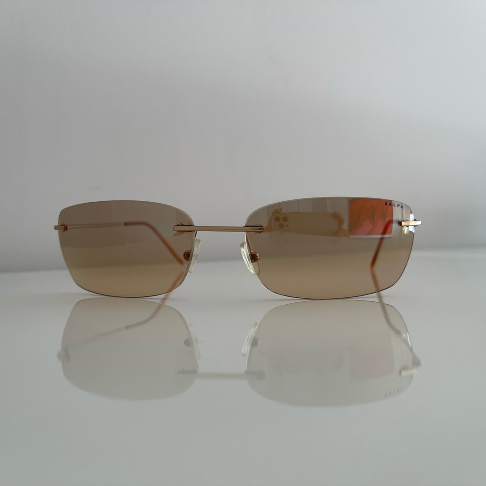 Ralph Lauren Gold Rimless Rectangular Sunglasses - Picture 4 of 7